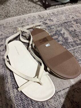 American Eagle Outfitters Ivory Strappy Flat Sandals